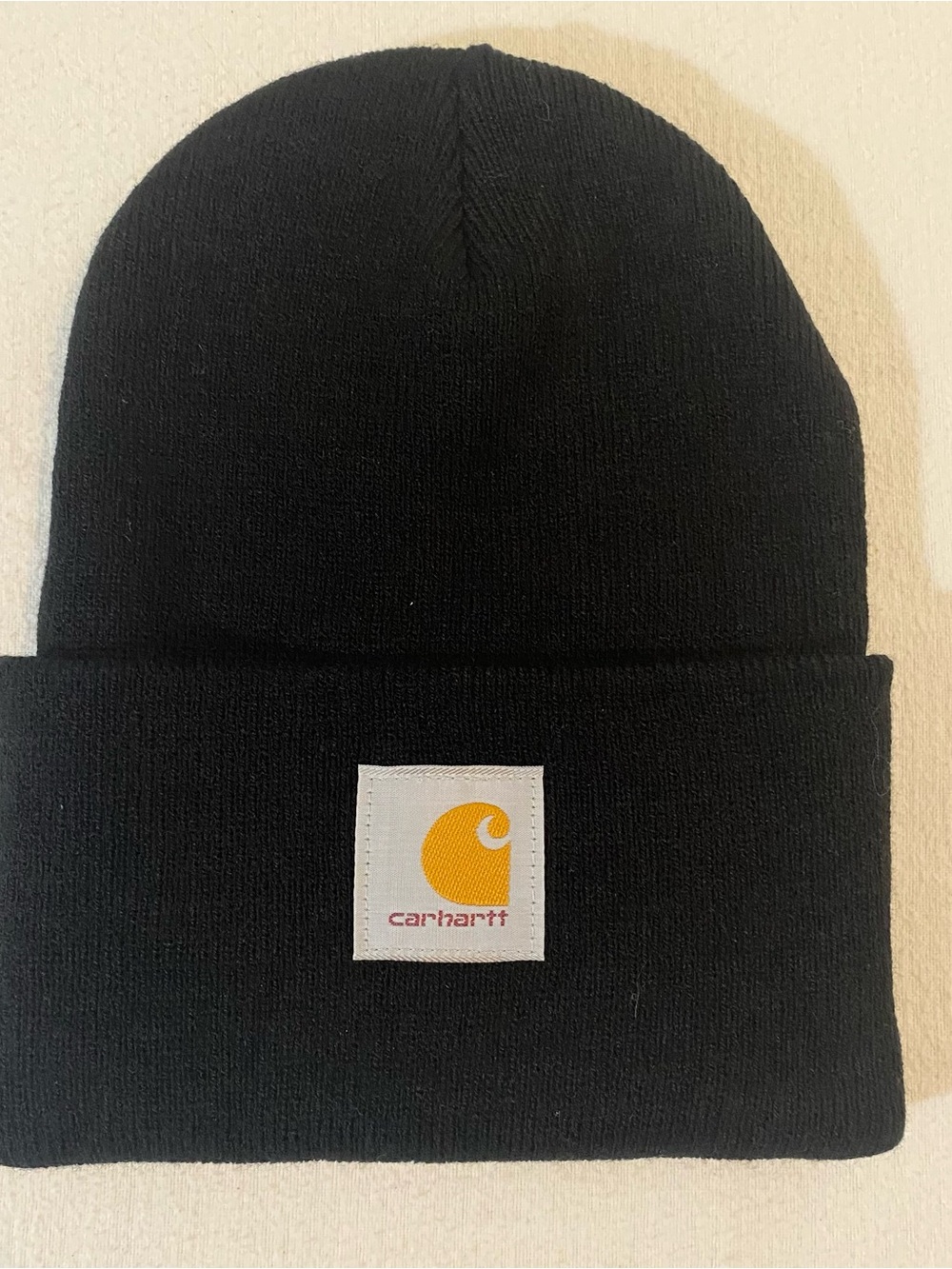 Carhartt Cuffed Watch Beanie Knit Toque Hat One Size Acrylic Logo Black NWOT